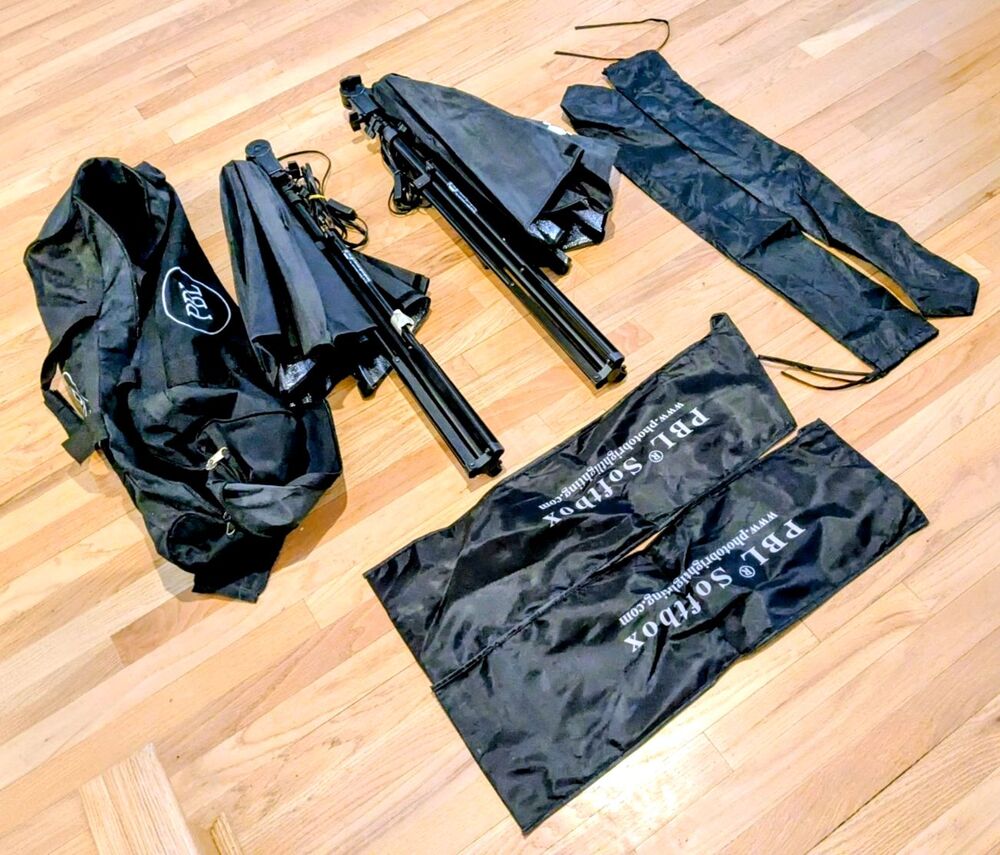 2-Pc PBL Studio Photo 120Volt Light 23" x 23" Umbrella/Softbox Case Set GUC - Picture 8 of 9